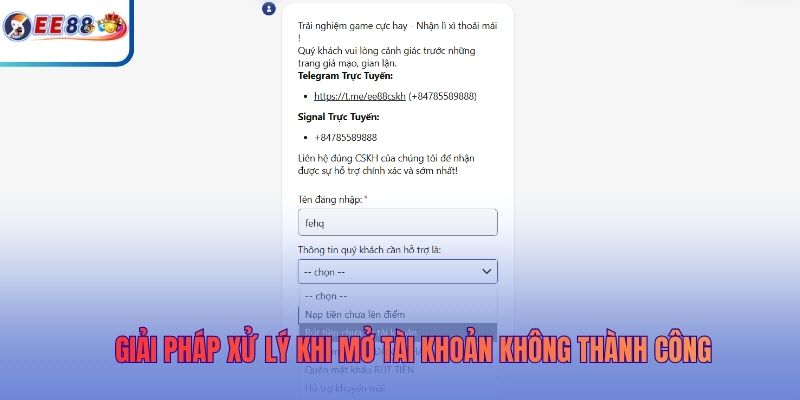 Giải pháp xử lý khi mở tài khoản không thành công